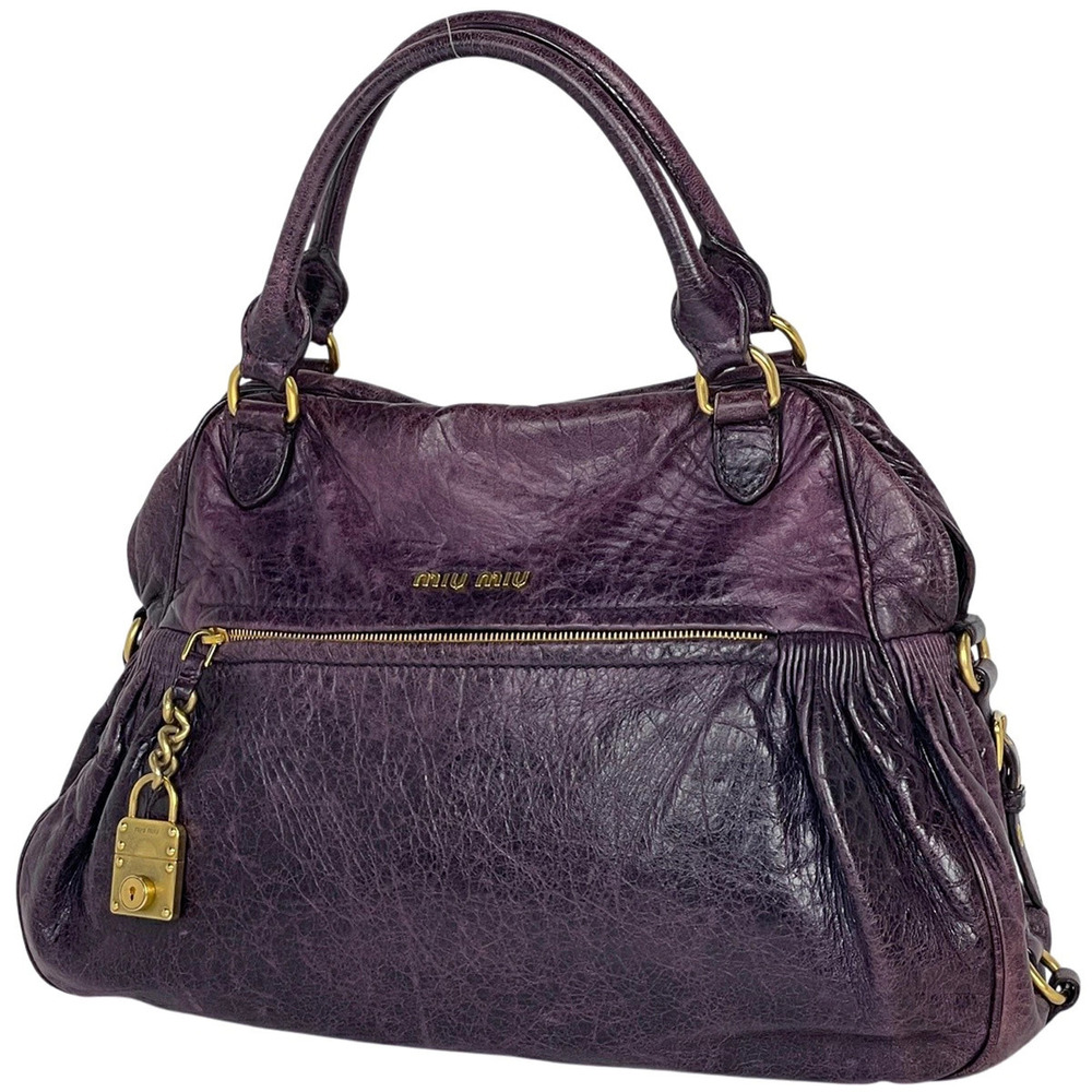 Miu Miu distressed leather charm satchel Purple
